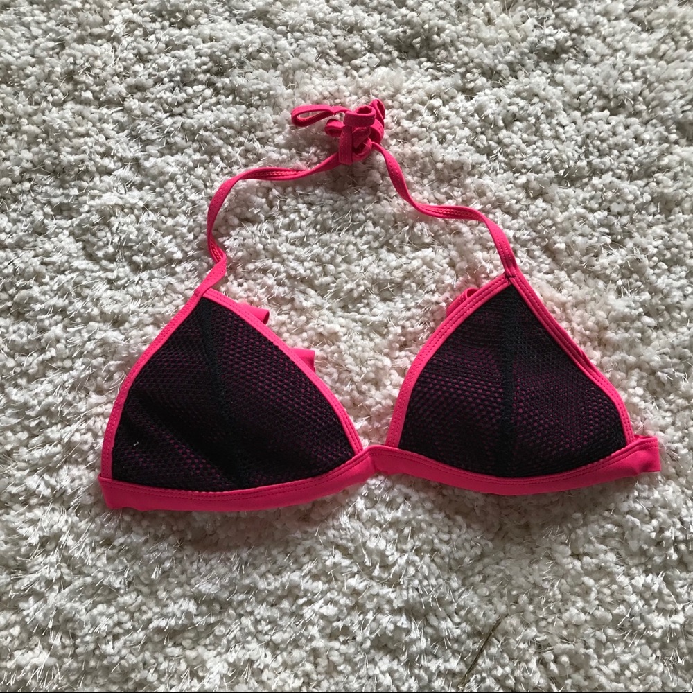 Pink and black bikini top